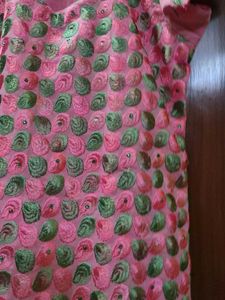 Beautiful Pink Kurta with Green Motif