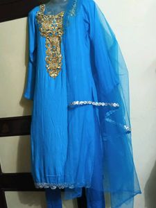 Blue &amp; Gold Embellished Tunic