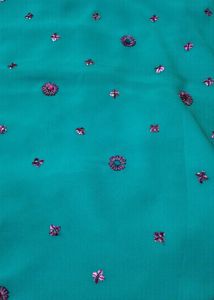 Teal Embroidered Dress Material