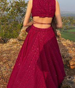 Stunning wine colour Sequined Lehenga Choli