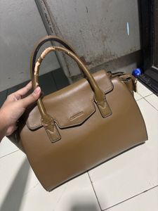 Brown Handbag with Handle Wear