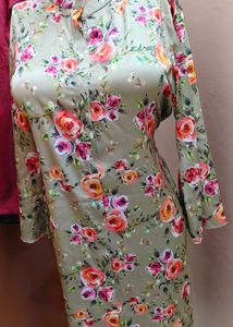 Floral Print  satin Kurta