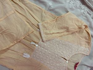 Peach Chikankari Kurta Suit Set