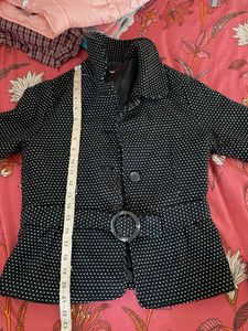Chic Polka Dot Jacket with Belt