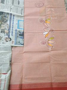 Orange Cotton saree