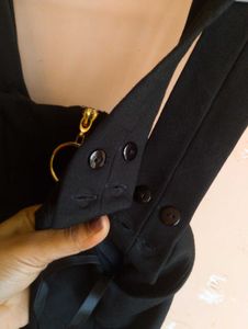 ❤️Size S to L Black Jumper Dress with Zipper Detai