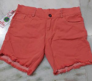 Orange Denim Shorts