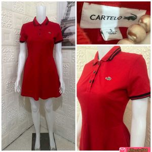 Cartelo Red Skater Polo Dress