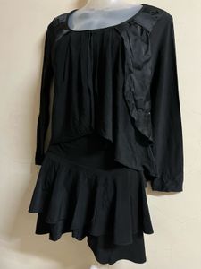 Black Ruffled Long Sleeve Dress