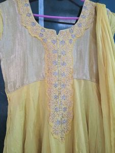 Elegant Yellow Anarkali Dress with Dupatta