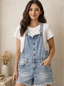 Women's Denim Short Overalls