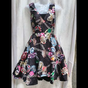 I. Vibrant Jewel Print Fit & Flare Dress