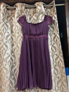 Elegant Purple Pleated Midi Dress