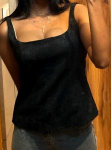 Chic Black Texturef Corset Top