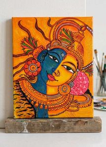 Handmade Kerala Mural Style Shiva Parvati / Hariha