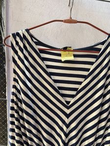 Striped V-Neck Sleeveless Top
