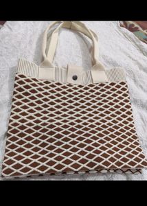 Snap Button Geometric Print Tote Bag