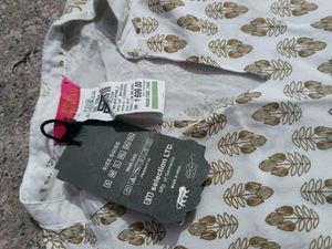 New White &amp; light Gold Printed Kurta Set