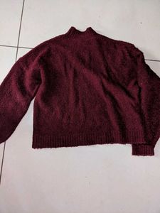 💖Burgundy Floral Pattern Knit Sweater💖