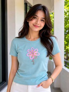 Cute Light Blue Graphic T-Shirt