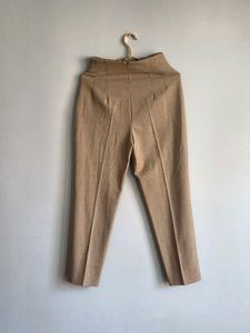 Tan High-Waisted Trousers Zara