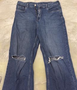 Women's Ripped Blue Flare Jeans