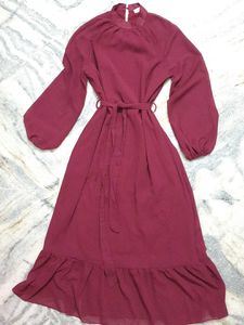 🥀Elegant Magenta Midi Dress