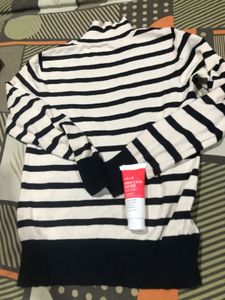 Striped Turtleneck Sweater and facewash free