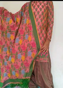 Floral chanderi silk suit