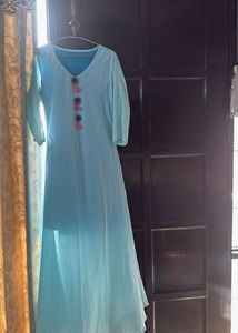Elegant Light Blue Kurta with Tassel Detail