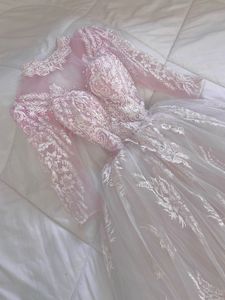 pink white toned corset lace up ballgown