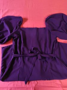 Purple Puff Sleeve Dress