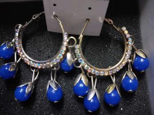 Bohemian Blue Bead Hoop Earrings