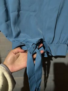 Blue Tie-Waist Top
