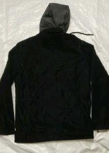 Black Hooded suede Jacket