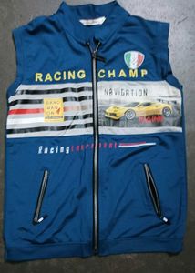 Kids Blue Racing Print Vest &amp; Denim Shorts Set