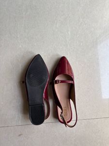 Chic Red Patent Slingback Flats (EU 34)