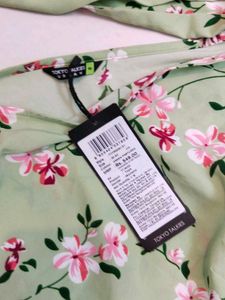 Light Green Floral One-Shoulder Top
