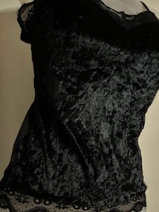 Black Velvet Lace Trim Camisole
