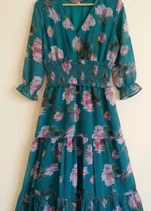 Floral Print Tiered Midi Dress