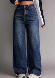 Wide Leg Blue Denim Jeans
