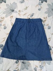 Denim Button-Front Skirt