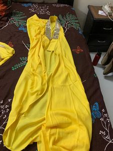 Yellow indo western Haldi/Mehndi Outfit-Mediu