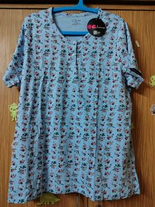 Light Blue Floral Print Night Suit