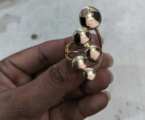 Unique Gold-Tone Bubble Ring