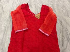 Vibrant Red Kurta Set with palazzos