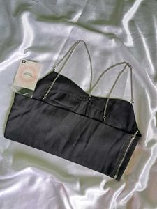 Chain Strap Black Crop Top
