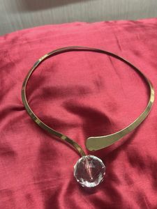 Elegant Gold hansli Choker with Crystal Pendant