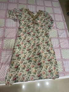 Floral Print Embellished Kurta