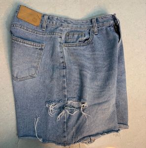 Distressed Cut-Out Denim Shorts